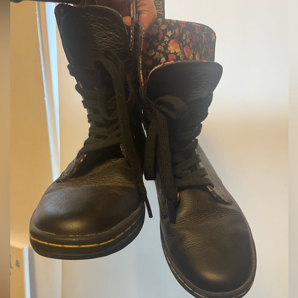 Dr Martens Floral Lined Combat Boots